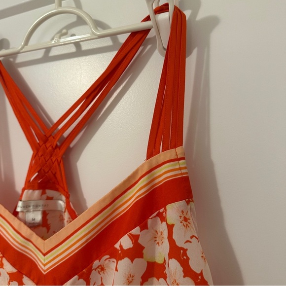 LC Lauren Conrad Orange White Floral Strappy Flowy Tank Top Size Medium Women’s - Picture 4 of 13